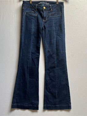 American Eagle AE Hipster Low Rise Front Seam Dark Wash Flare Jeans Size 6